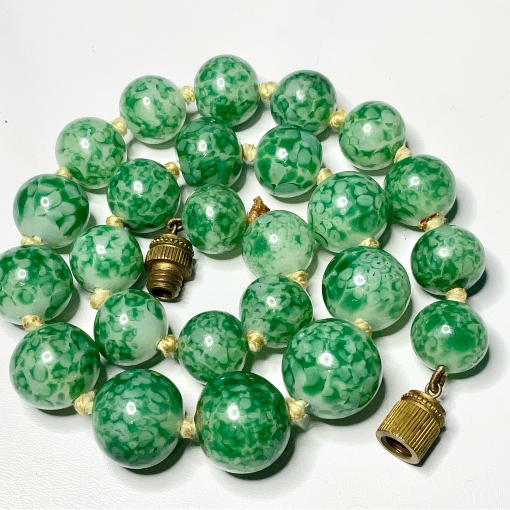 Antique Czech Peking Glass Knotted Bead Choker